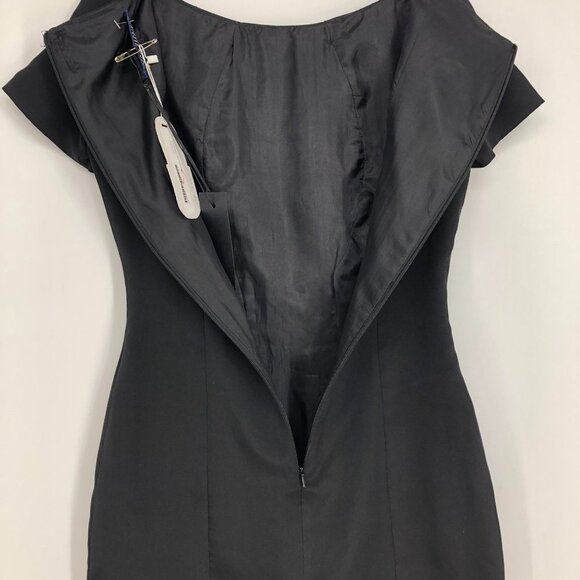 NWT Georgia Hardinge Black Short sleeve BoatNeck Cylinder Mini Dress Bodycon 6 - Picture 10 of 12